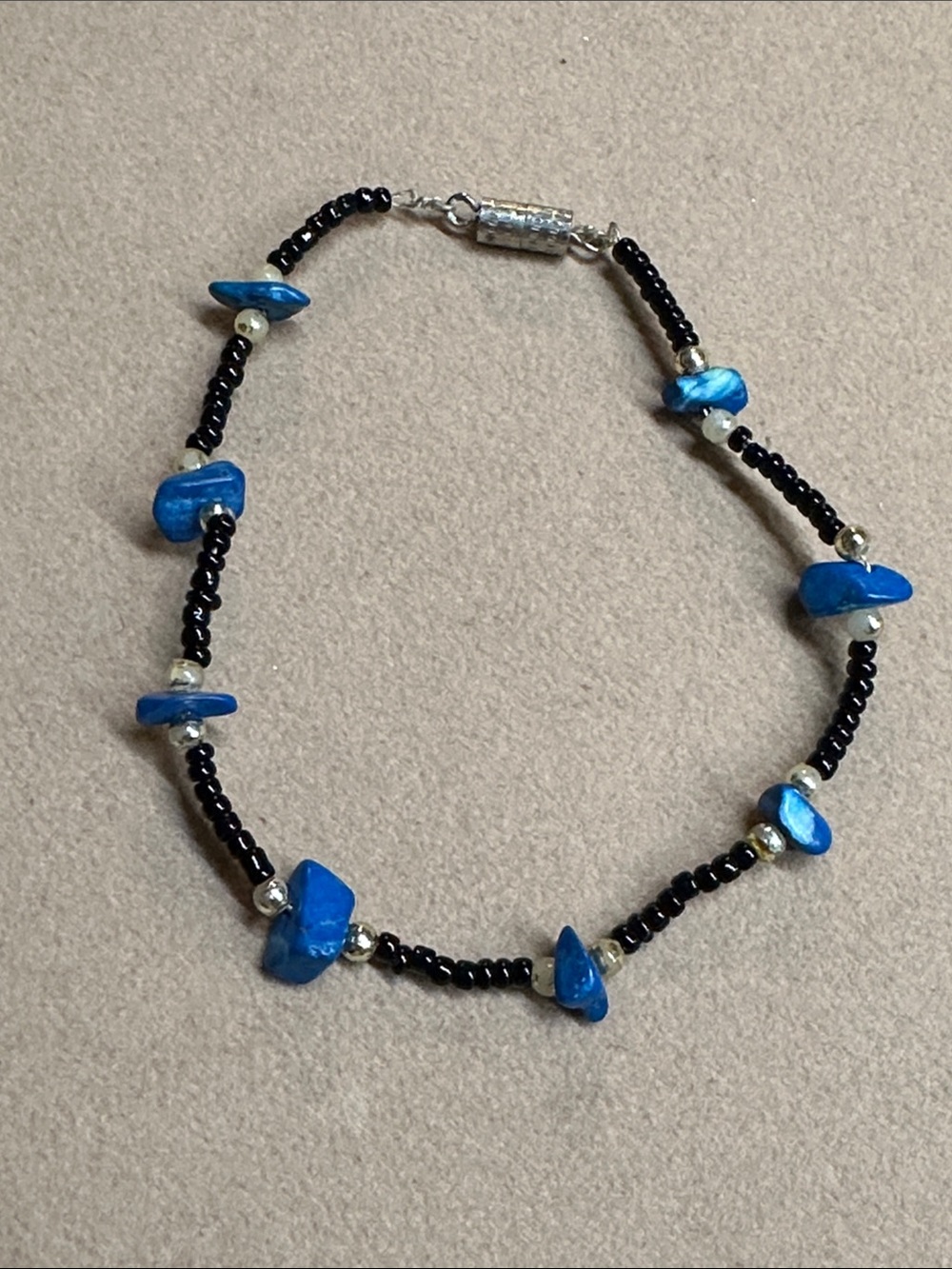 Handmade Black and Blue Beaded Bracelet